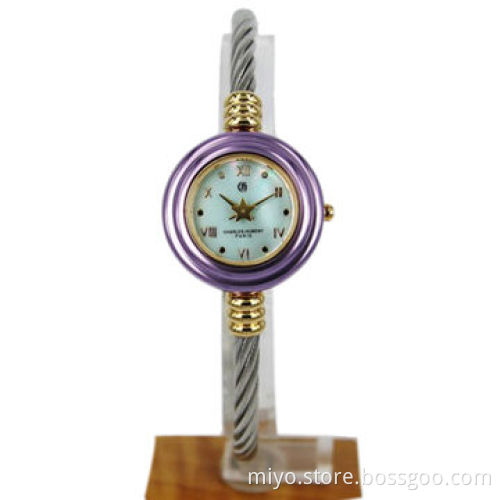 Jewelry Lady's Watches with Unique Bangle, All Stainless Steel Materials, Shell Dial